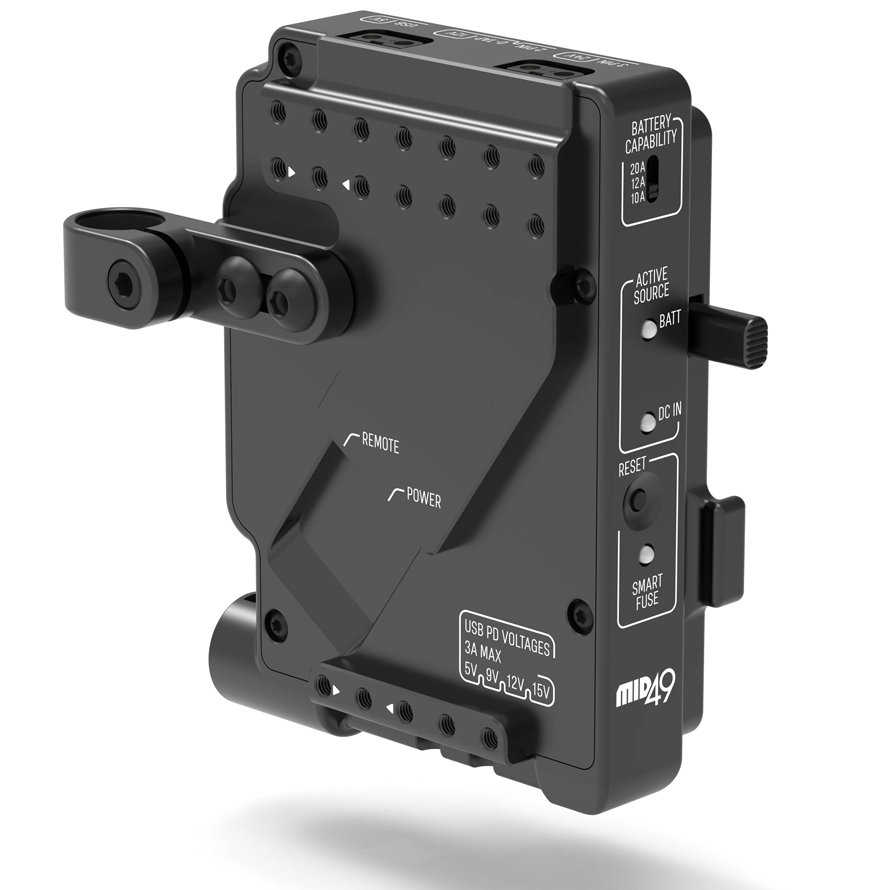 MID49 Power Distribution Box DB-15 (Sony FX5, V-Mount, Cage Mounted)