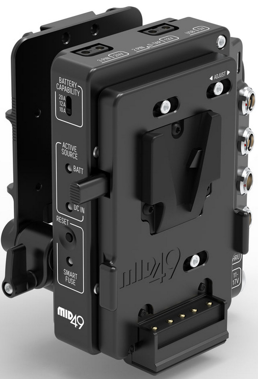 MID49 Power Distribution Box DB-1 (RED Komodo-X / V-Raptor, V-Mount) Camera Mounted