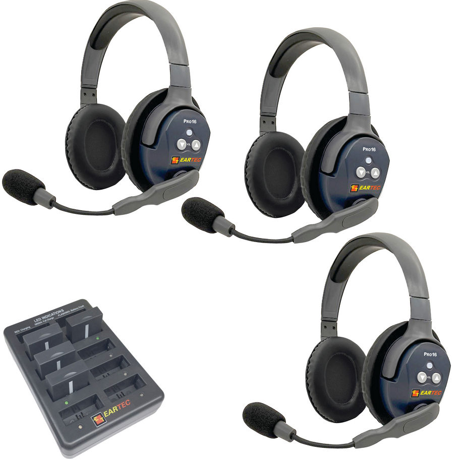 Eartec UltraLITE PRO16 3 x Double Headsets (2.4 GHz)