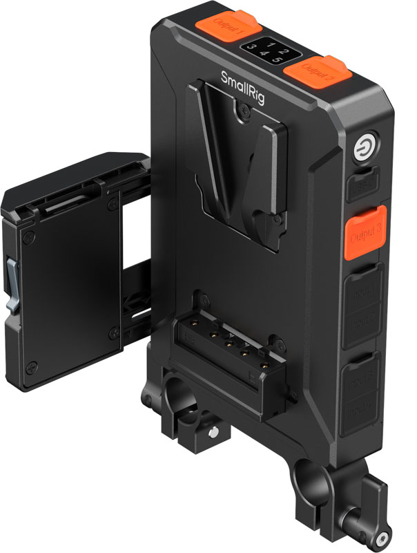 smallRig 5881 Intelligent V-Mount Battery Adapter Plate + 15mm Dual Rod Clamp