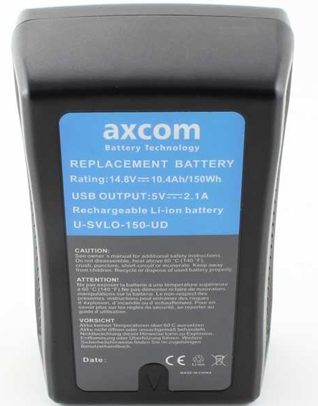 Axcom U-SVLO-150-UD Li-Ion V-Mount Battery 14,8V 150 Wh (with USB and D-tap)